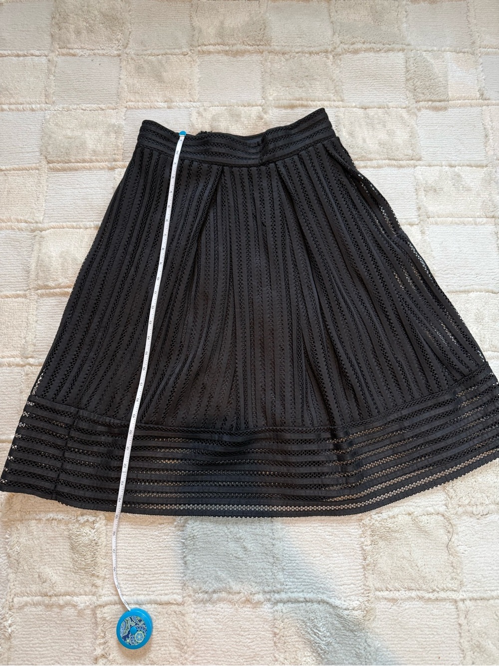 Haute Monde Black A-Line Lace Lace Eyelet Midi Skirt Size Large